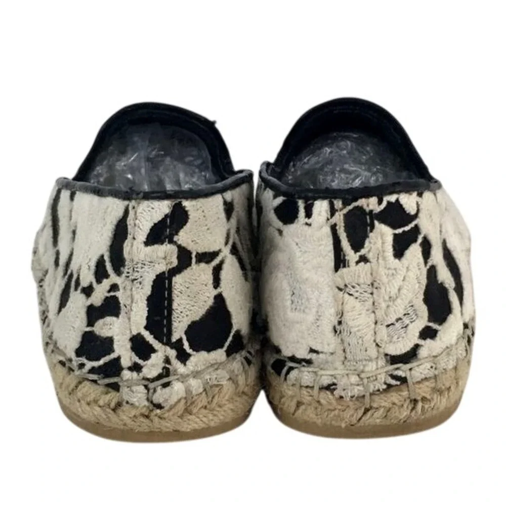 Cole Haan Palermo Espadrille Black and White Lace Flats Size 6.5